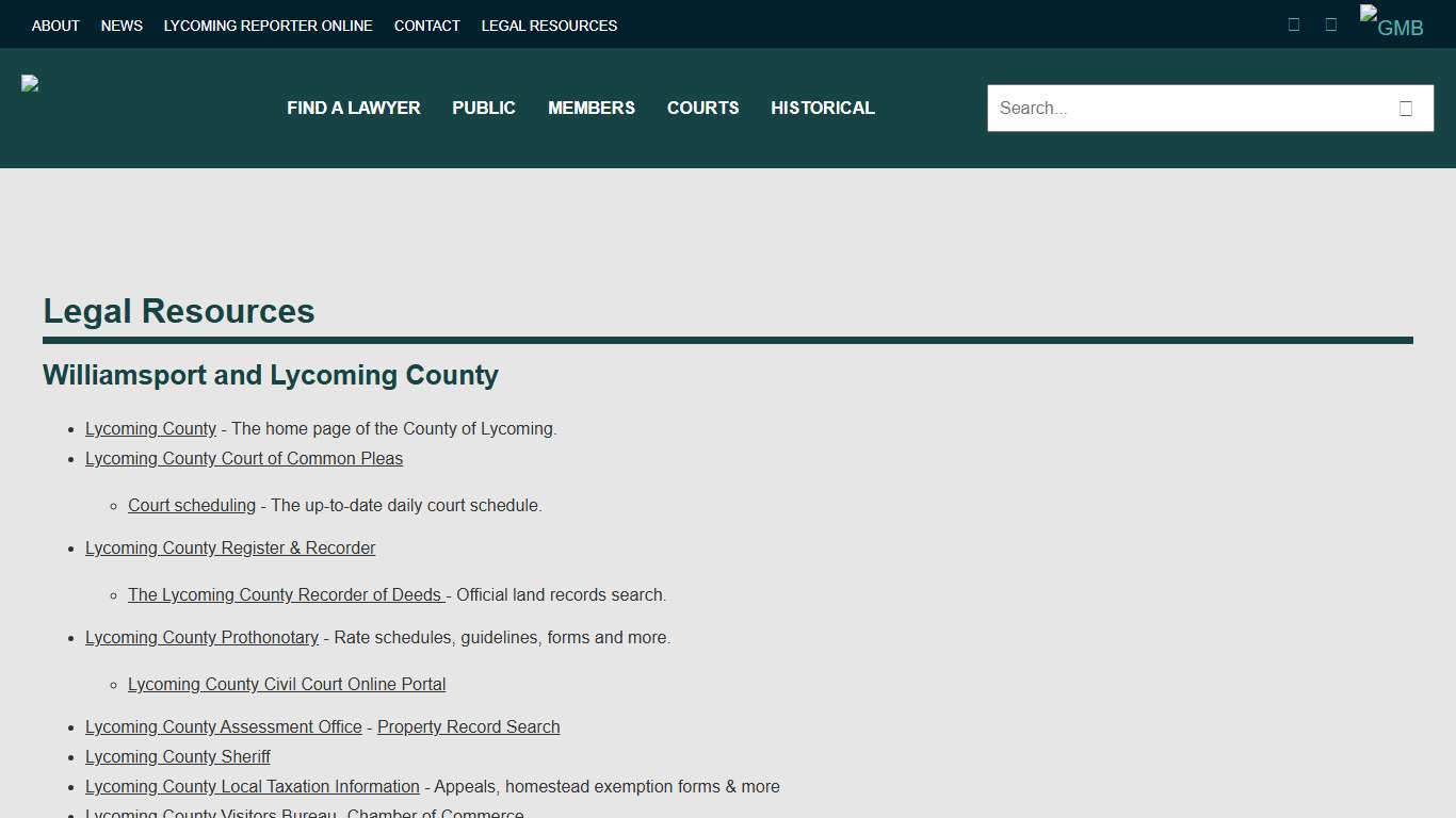 Legal Resources - Lycoming Law Association