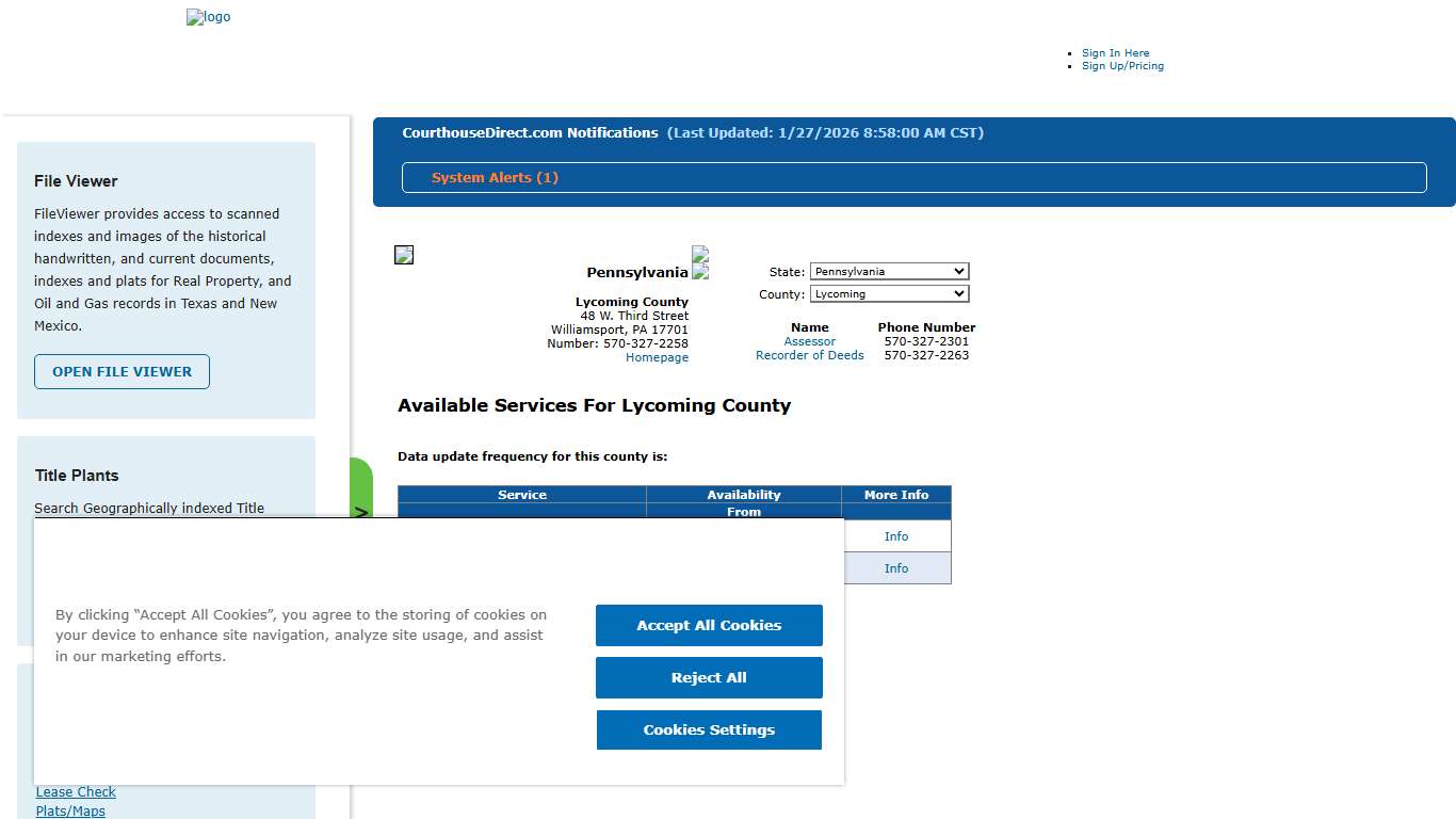Search Lycoming County Public Property Records Online CourthouseDirect.com