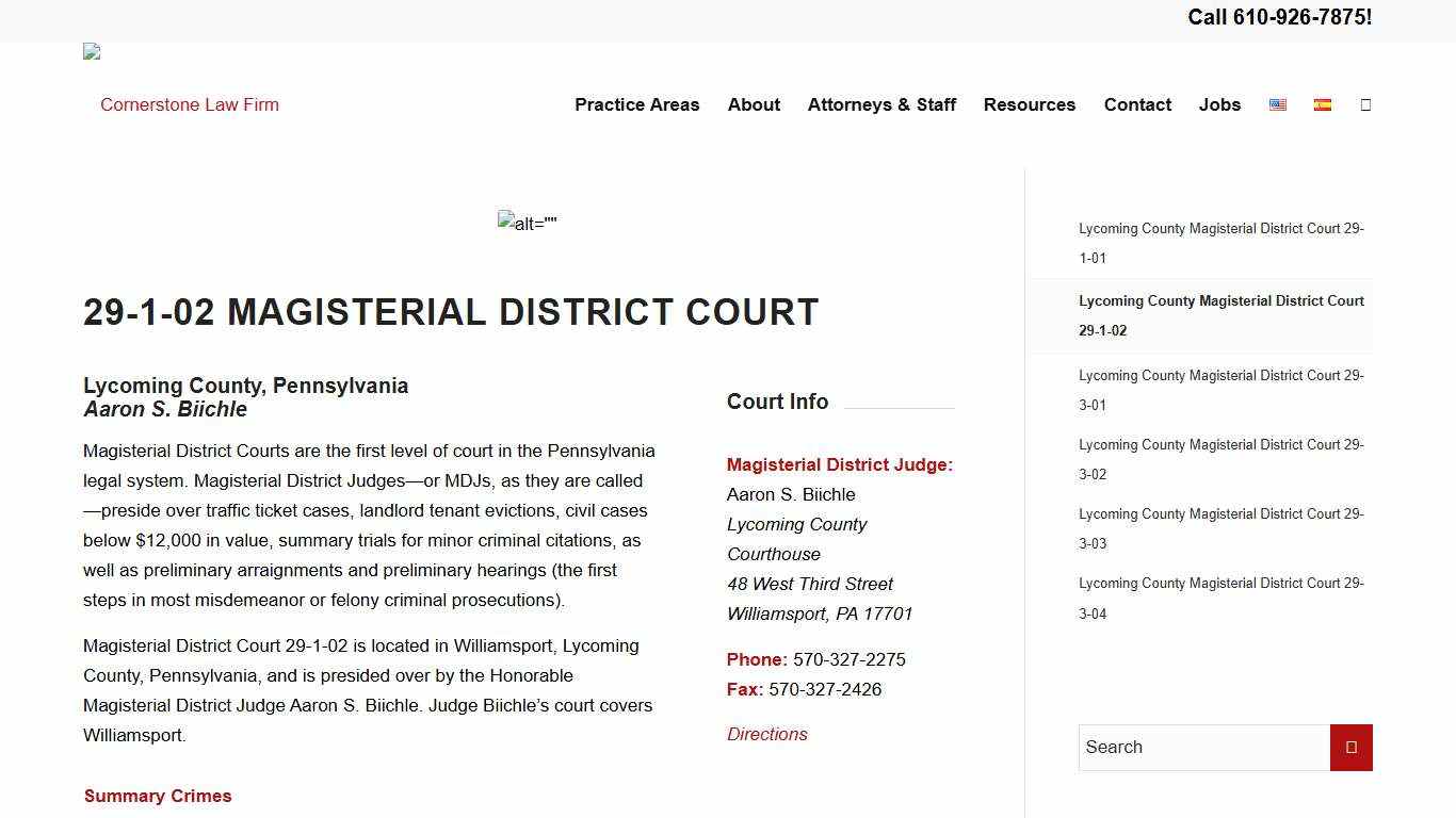 Lycoming County Magisterial District Court 29-1-02